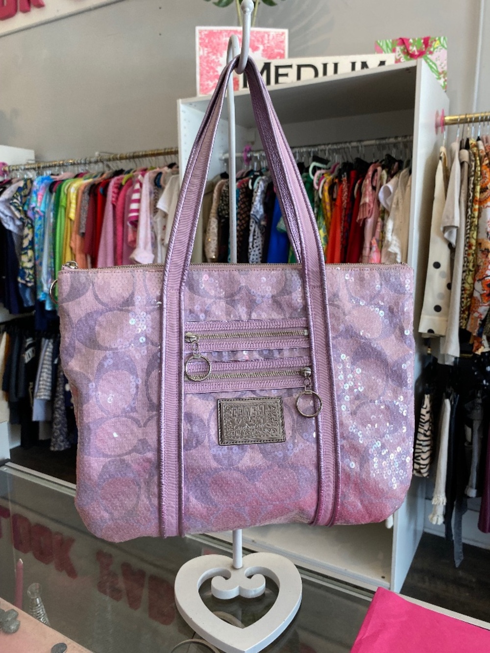 Coach Poppy Limited Edition purple sequin tote